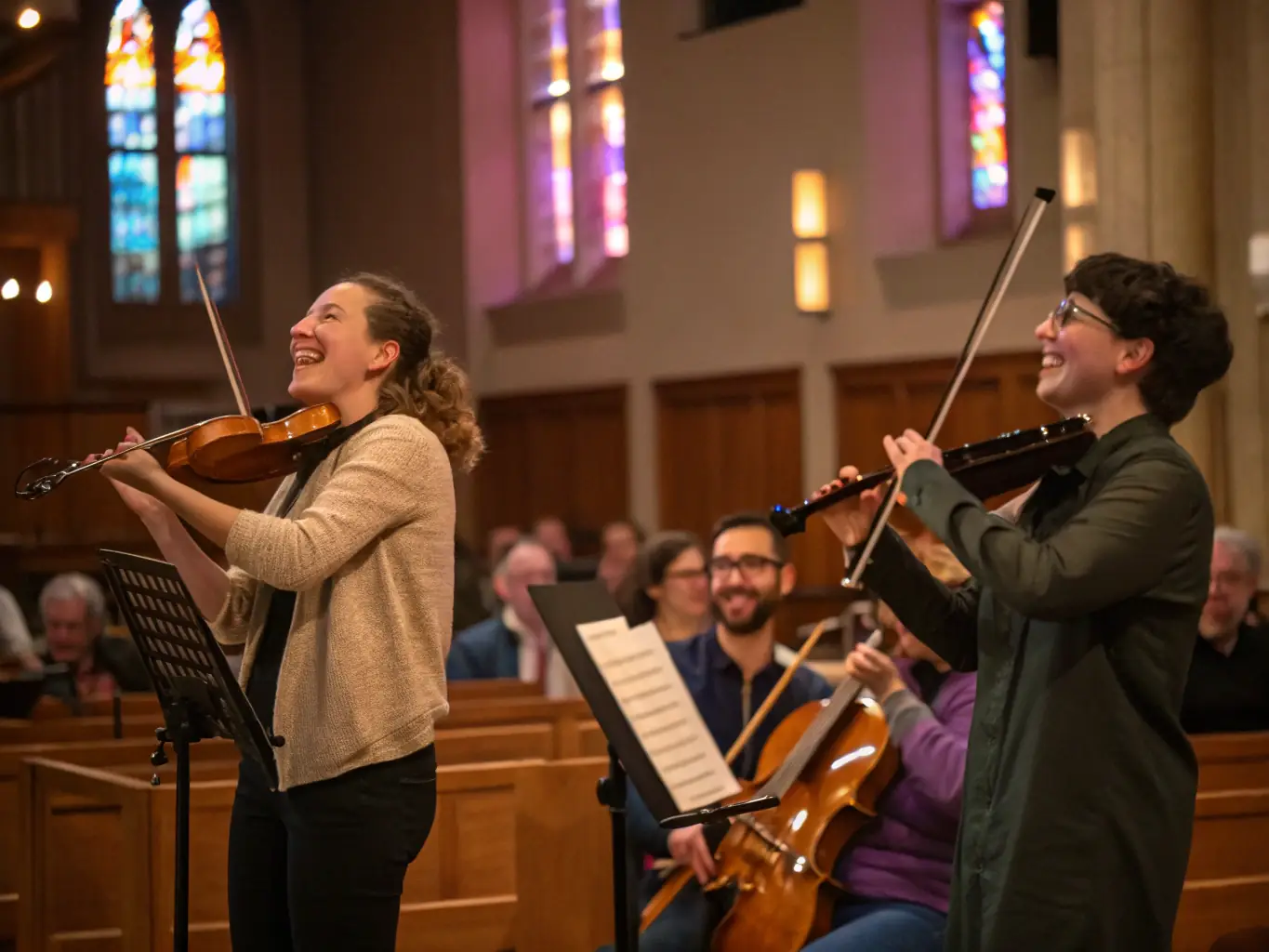 A photograph capturing a live concert performance featuring the grand organ of Saint Jean, with the audience visibly captivated by the music, highlighting the association's commitment to cultural enrichment.